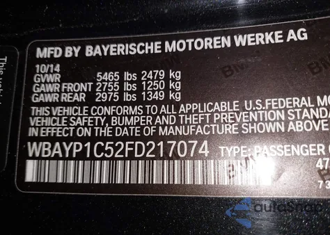 2015 BMW 650I xDrive z USA, uszkodzony, nr VIN WBAYP1C52FD217074